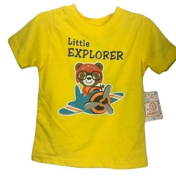 Swiggles Shirt Yellow Little Explorer Bear Airplane Size 24‎ Months - Picture 1 of 6